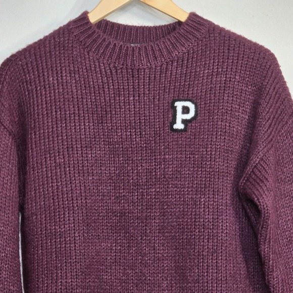 Victoria's Secret PINK Boyfriend Cable Knit Sweater Sz XS Orchid Purple Preppy - Picture 3 of 11